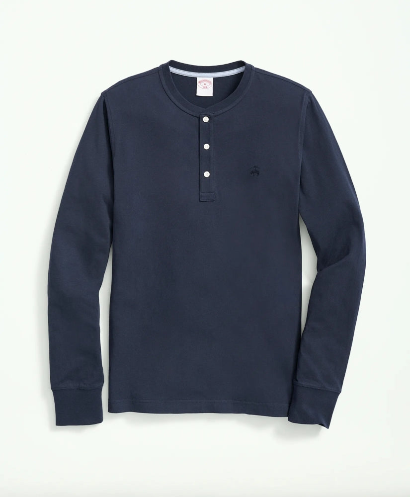 Cotton Henley Long-Sleeve T-Shirt / Brooks Brothers Sale