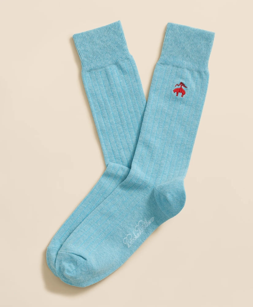 Cotton Blend Ribbed Socks with Embroidered Golden Fleece / Brooks Brothers Men