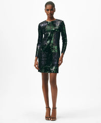 Relaxed Shift Dress in Sequined Black Watch Motif / Brooks Brothers Sale