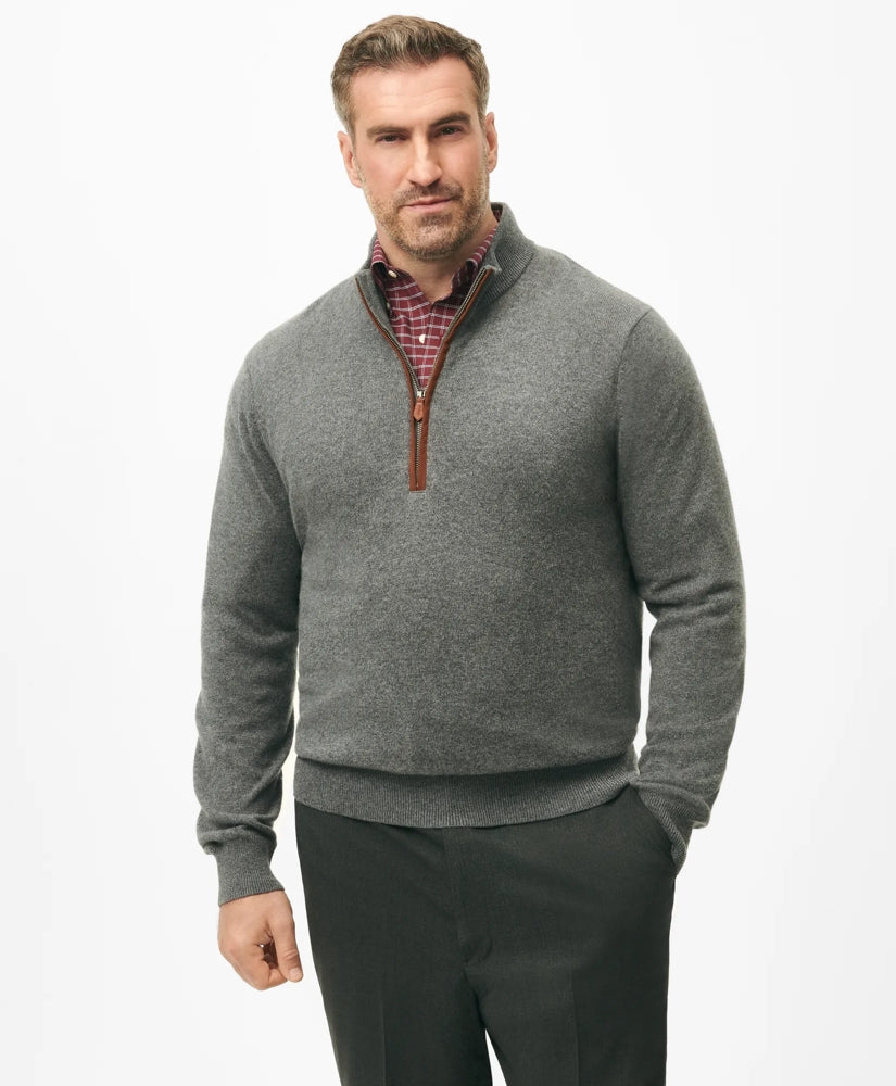Big & Tall 3-Ply Cashmere Quarter-Zip Sweater / Brooks Brothers Men