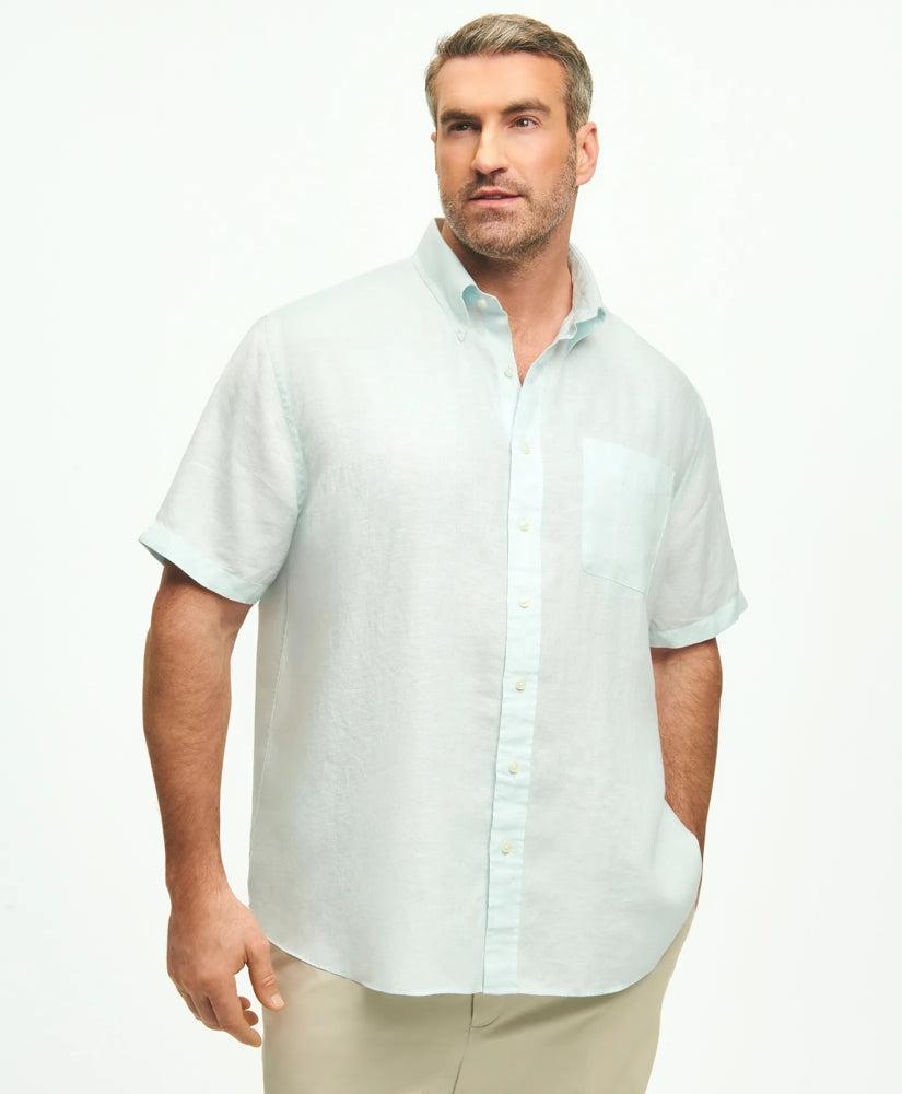 Big & Tall Sport Shirt,  Short-Sleeve Irish Linen / Brooks Brothers Shirts
