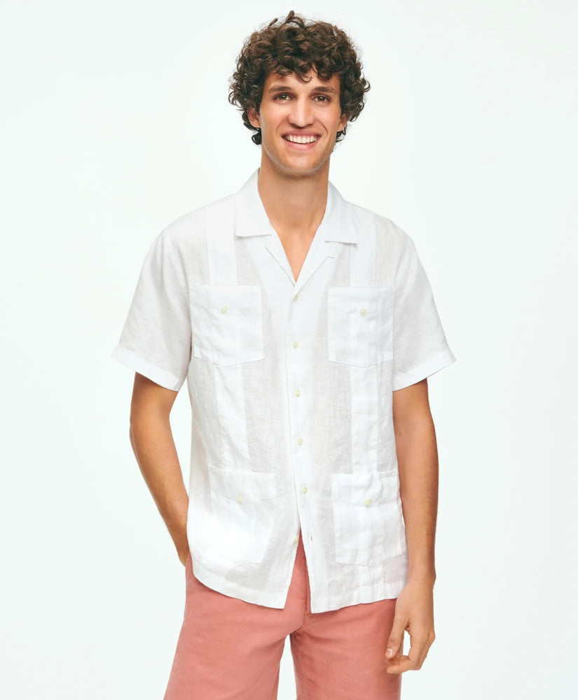 Irish Linen Short Sleeve Guayabera Shirt / Brooks Brothers Shirts