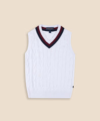 Boys Classic Cable Knit Tennis Vest / Brooks Brothers Boys