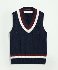 Vintage-Inspired Tennis V-Neck Vest in Supima / Brooks Brothers Men