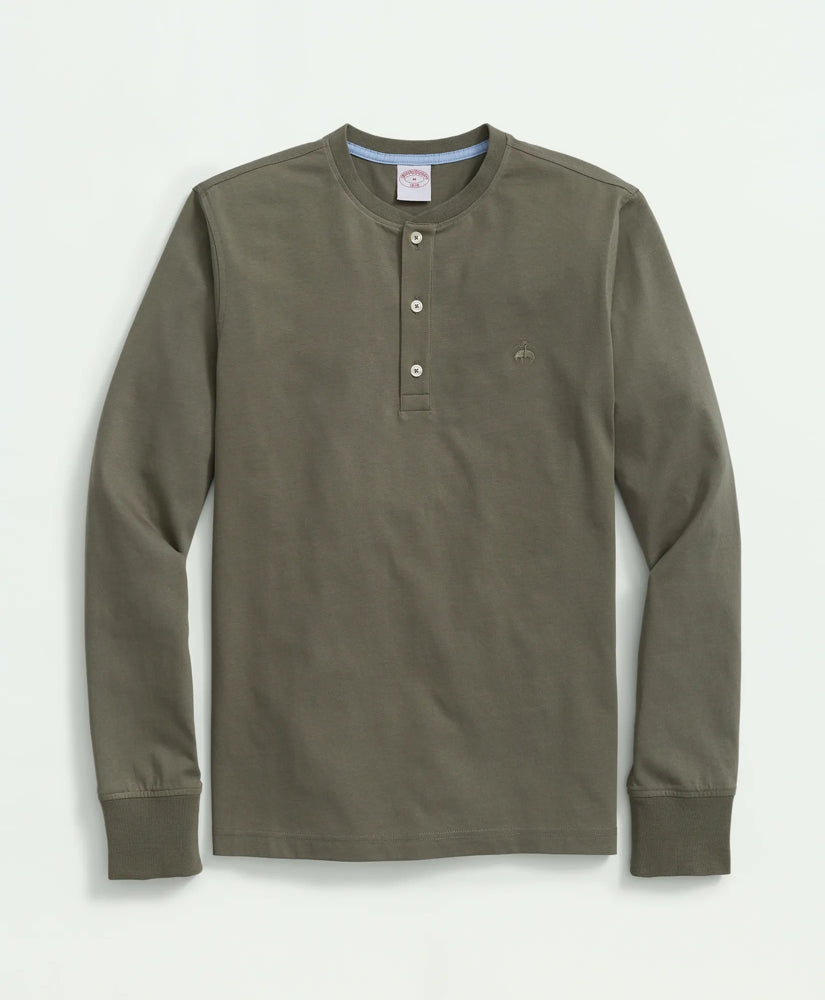 Cotton Henley Long-Sleeve T-Shirt / Brooks Brothers Sale