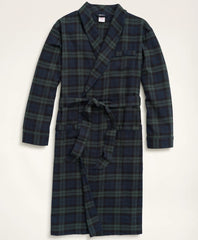 Cotton Flannel Black Watch Robe / Brooks Brothers Sale