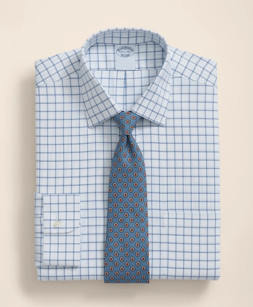 Brooks Brothers Explorer Collection Non-Iron Twill Ainsley Collar, Windowpane Dress Shirt / Brooks Brothers Men