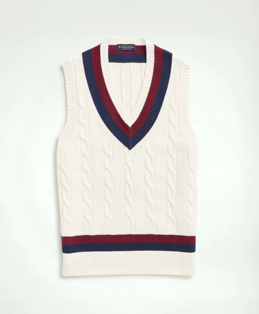 Vintage-Inspired Tennis V-Neck Vest in Supima / Brooks Brothers Men
