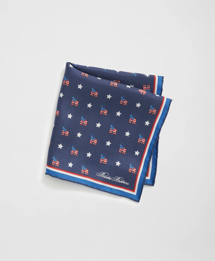 Elephant Motif Silk Pocket Square / Brooks Brothers Men