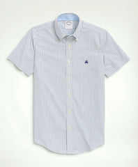 Stretch Non-Iron Oxford Button-Down Collar, Bengal Stripe Short- Sleeve Sport Shirt / Brooks Brothers Men