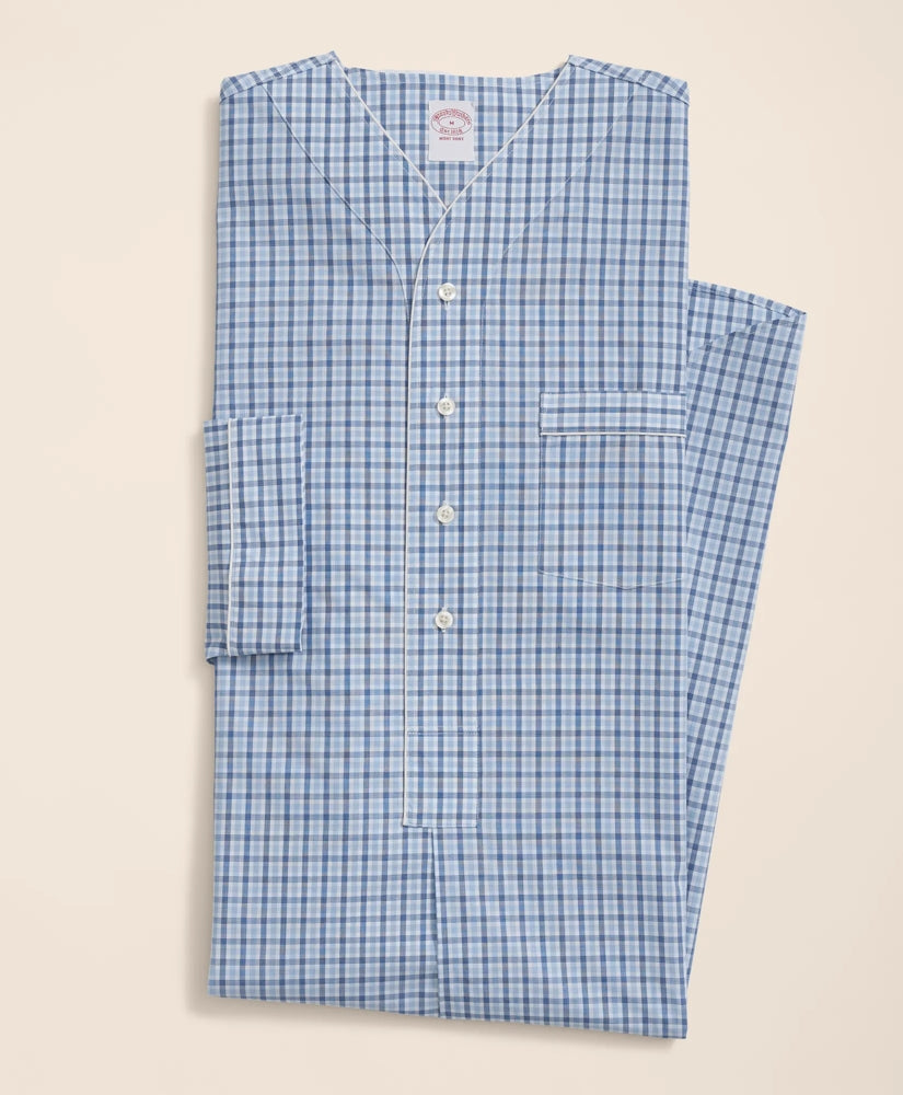 Cotton Broadcloth Checked Nightshirt / Brooks Brothers Men