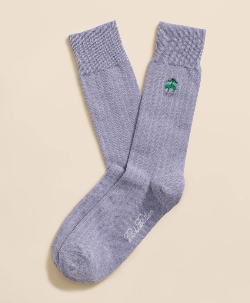 Cotton Blend Ribbed Socks with Embroidered Golden Fleece / Brooks Brothers Men