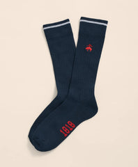 Cotton Blend Contrast Tipped Ribbed Socks with Golden Fleece / Brooks Brothers Men