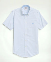 Stretch Non-Iron Oxford Button-Down Collar, Bengal Stripe Short- Sleeve Sport Shirt / Brooks Brothers Men